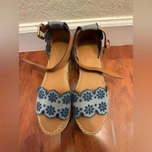 See by Chloe demin eyelet platform sandals